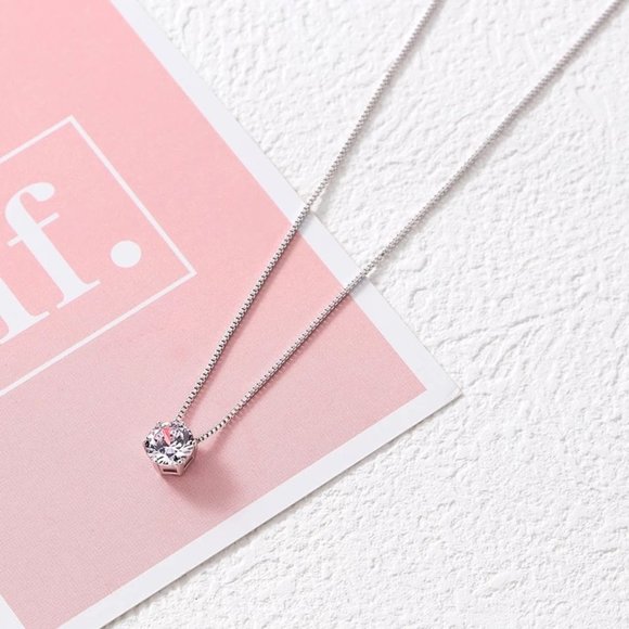 1ct. Round Cut Lab Diamond 14k Gold Sterling Silver Necklace - Picture 4 of 10